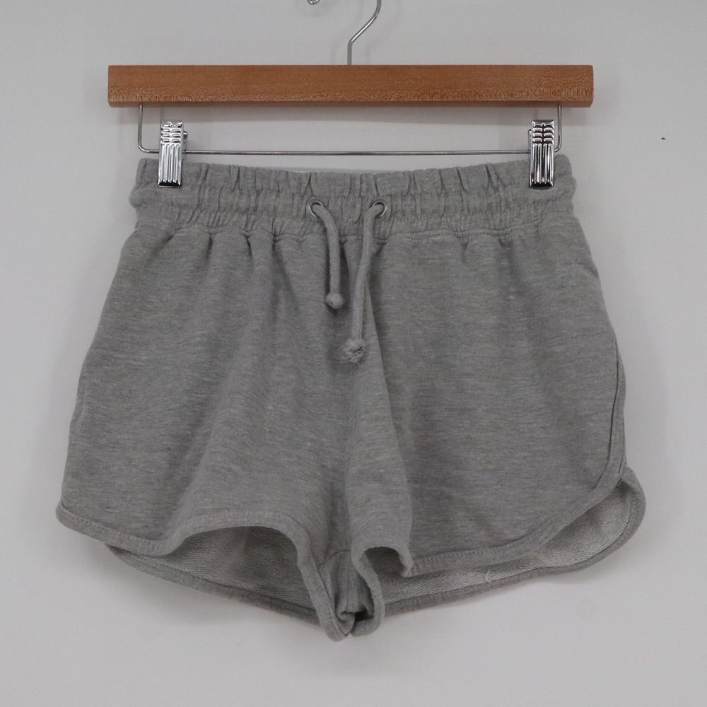 Missguided Women's Heather Grey Sweat Shorts Dolphin Hem Drawstring Size 4